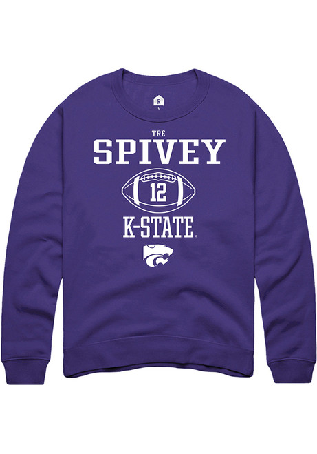 Tre Spivey Rally Mens Purple K-State Wildcats NIL Sport Icon Crew Sweatshirt