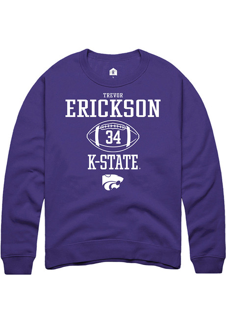 Trevor Erickson Rally Mens Purple K-State Wildcats NIL Sport Icon Crew Sweatshirt