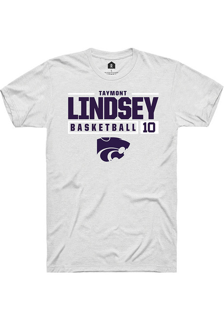 Taymont Lindsey White K-State Wildcats NIL Stacked Box Short Sleeve T Shirt