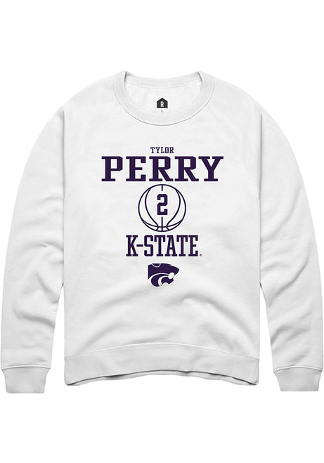 Tylor Perry Rally Mens White K-State Wildcats NIL Sport Icon Crew Sweatshirt