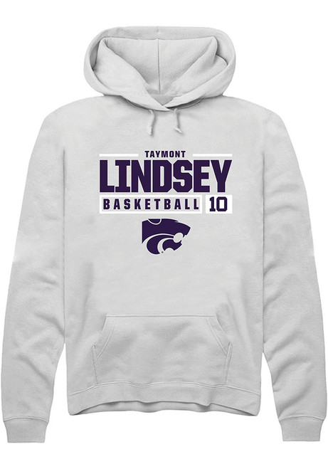 Taymont Lindsey Rally Mens White K-State Wildcats NIL Stacked Box Hooded Sweatshirt