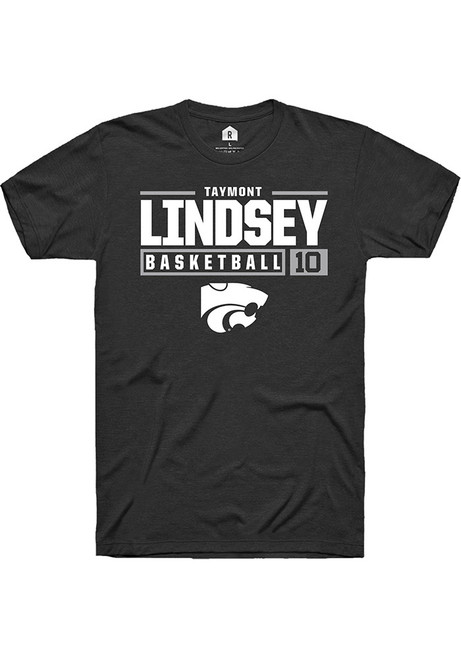 Taymont Lindsey Black K-State Wildcats NIL Stacked Box Short Sleeve T Shirt