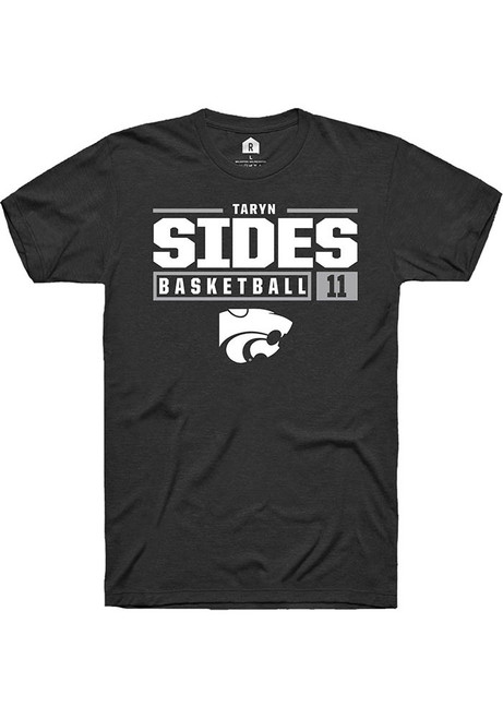 Taryn Sides Black K-State Wildcats NIL Stacked Box Short Sleeve T Shirt