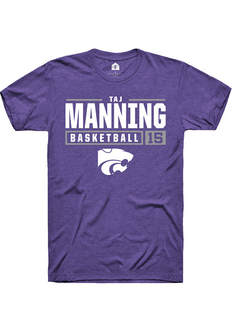 Taj Manning Purple K-State Wildcats NIL Stacked Box Short Sleeve T Shirt
