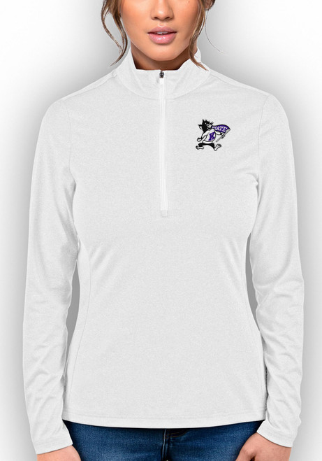 Womens K-State Wildcats White Antigua Heather Rally 2 1/4 Zip Pullover