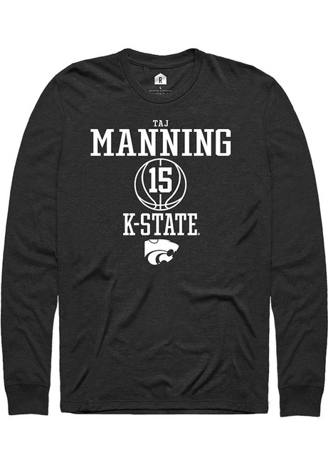 Taj Manning Rally Mens Black K-State Wildcats NIL Sport Icon Tee