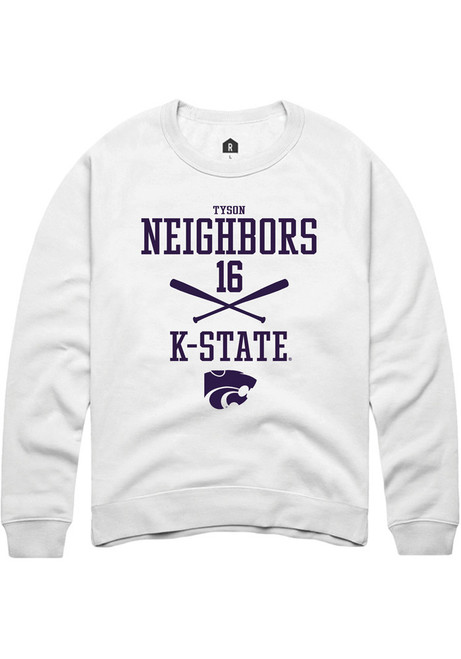 Tyson Neighbors Rally Mens White K-State Wildcats NIL Sport Icon Crew Sweatshirt