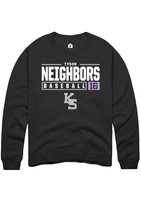 Tyson Neighbors Rally Mens Black K-State Wildcats NIL Stacked Box Crew Sweatshirt