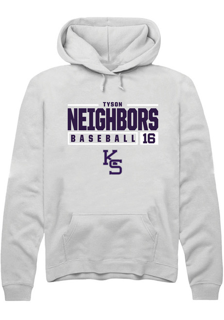 Tyson Neighbors Rally Mens White K-State Wildcats NIL Stacked Box Hooded Sweatshirt