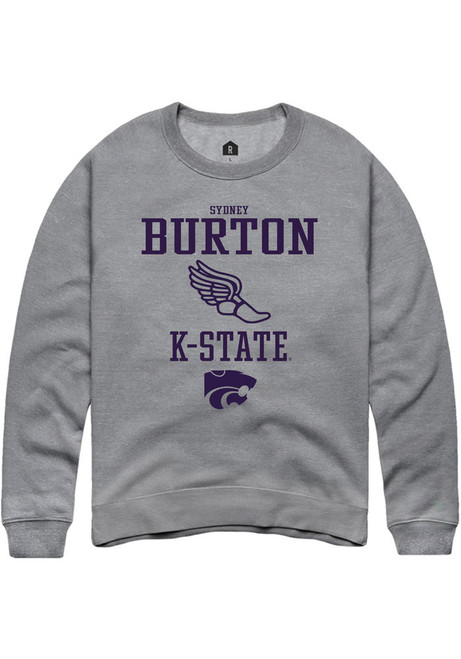 Sydney Burton Rally Mens Graphite K-State Wildcats NIL Sport Icon Track Crew Sweatshirt