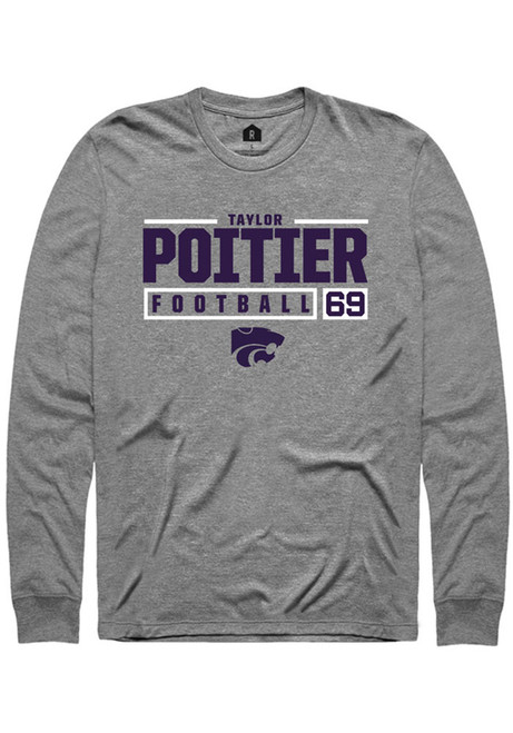 Taylor Poitier Rally Mens Graphite K-State Wildcats NIL Stacked Box Tee