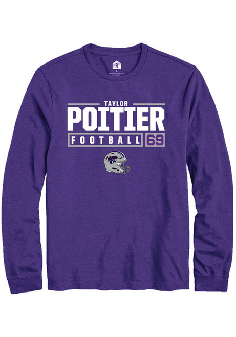 Taylor Poitier Rally Mens Purple K-State Wildcats NIL Stacked Box Tee