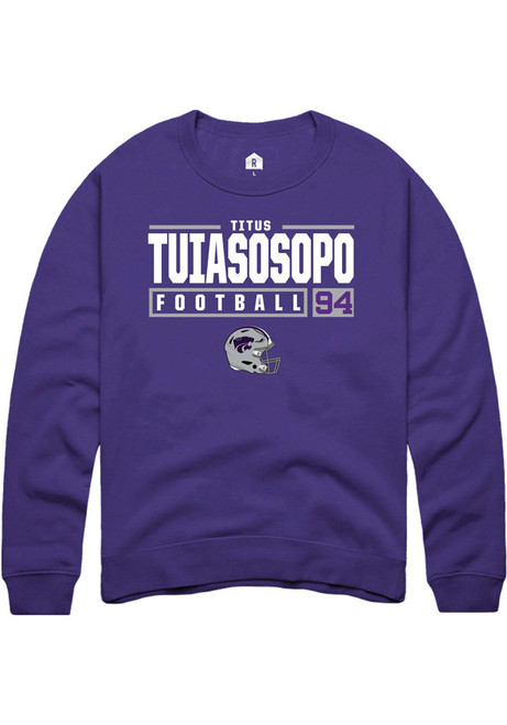 Titus Tuiasosopo Rally Mens Purple K-State Wildcats NIL Stacked Box Crew Sweatshirt