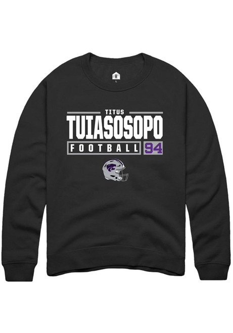 Titus Tuiasosopo Rally Mens Black K-State Wildcats NIL Stacked Box Crew Sweatshirt