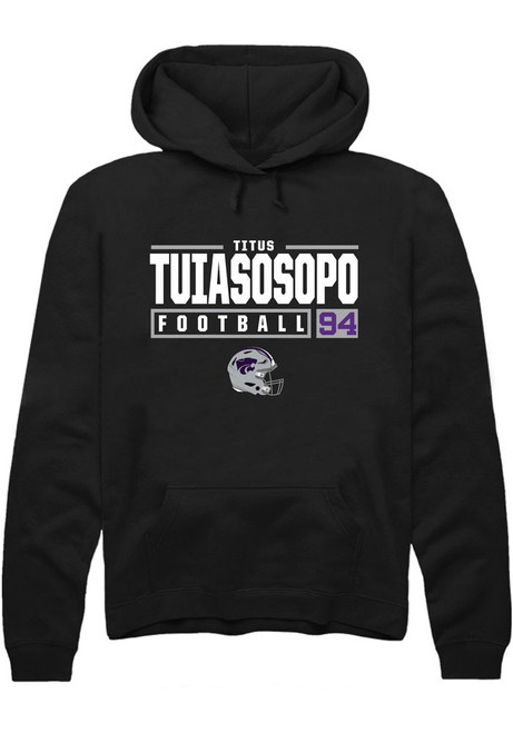 Titus Tuiasosopo Rally Mens Black K-State Wildcats NIL Stacked Box Hooded Sweatshirt