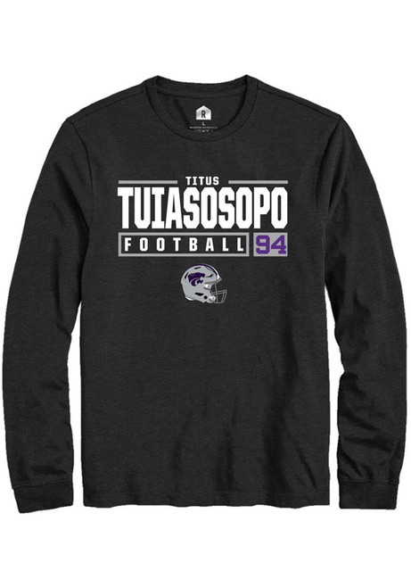 Titus Tuiasosopo Rally Mens Black K-State Wildcats NIL Stacked Box Tee