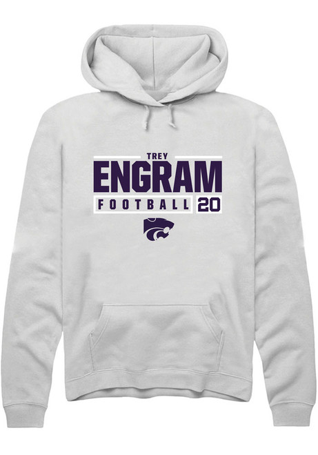 Trey Engram Rally Mens White K-State Wildcats NIL Stacked Box Hooded Sweatshirt