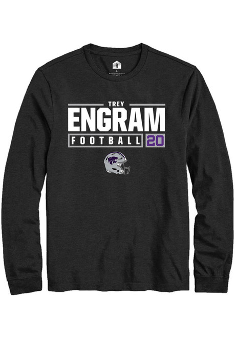 Trey Engram Rally Mens Black K-State Wildcats NIL Stacked Box Tee