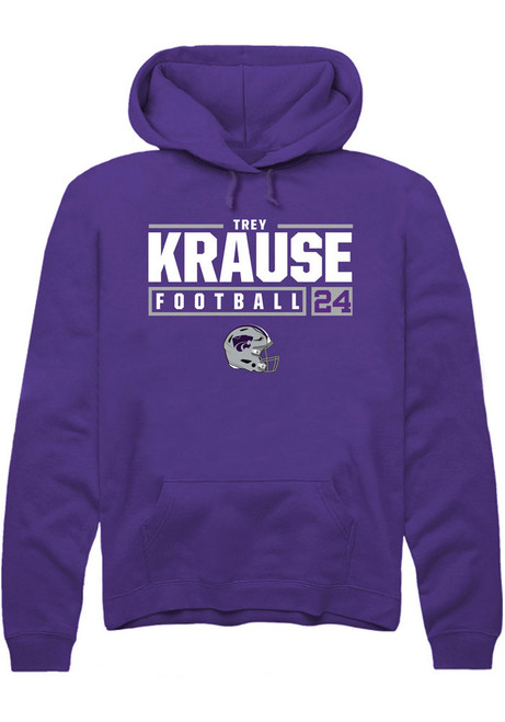 Trey Krause Rally Mens Purple K-State Wildcats NIL Stacked Box Hooded Sweatshirt