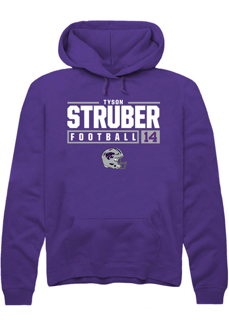 Tyson Struber Rally Mens Purple K-State Wildcats NIL Stacked Box Hooded Sweatshirt