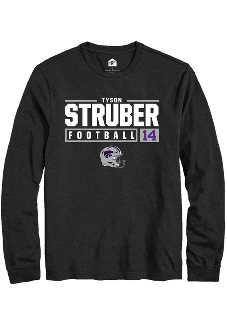 Tyson Struber Rally Mens Black K-State Wildcats NIL Stacked Box Tee
