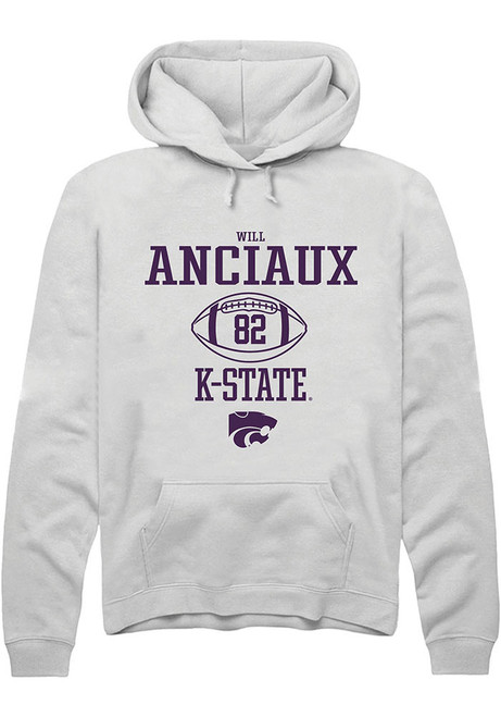 Will Anciaux Rally Mens White K-State Wildcats NIL Sport Icon Hooded Sweatshirt