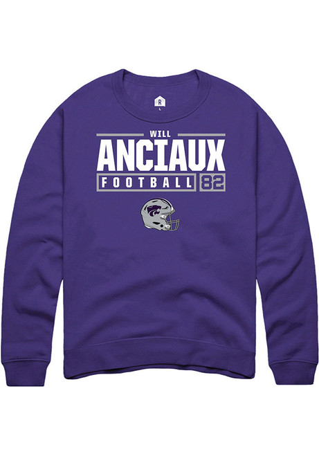 Will Anciaux Rally Mens Purple K-State Wildcats NIL Stacked Box Crew Sweatshirt