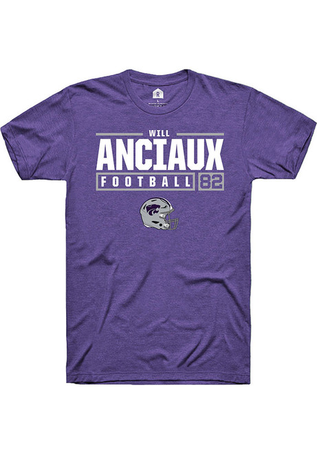 Will Anciaux Purple K-State Wildcats NIL Stacked Box Short Sleeve T Shirt