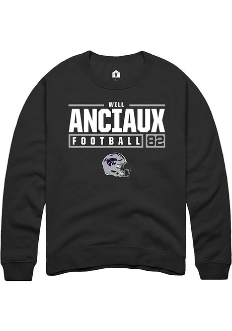 Will Anciaux Rally Mens Black K-State Wildcats NIL Stacked Box Crew Sweatshirt