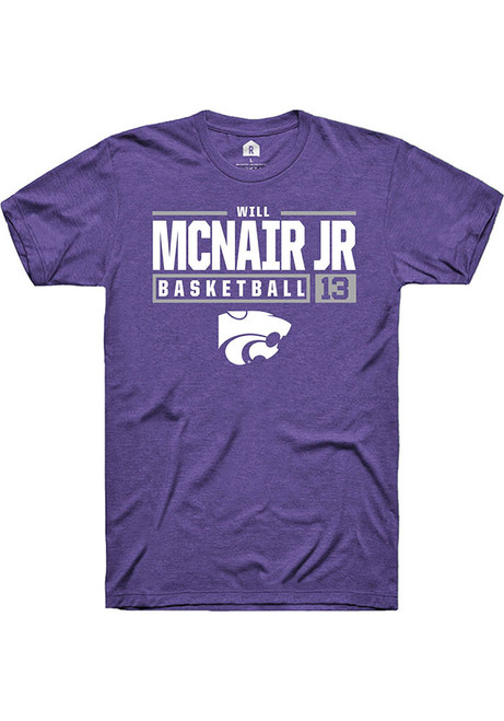 Will McNair Jr. Purple K-State Wildcats NIL Stacked Box Short Sleeve T Shirt