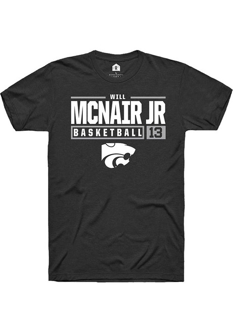 Will McNair Jr. Black K-State Wildcats NIL Stacked Box Short Sleeve T Shirt