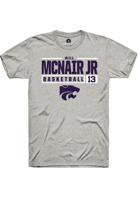 Will McNair Jr. Ash K-State Wildcats NIL Stacked Box Short Sleeve T Shirt