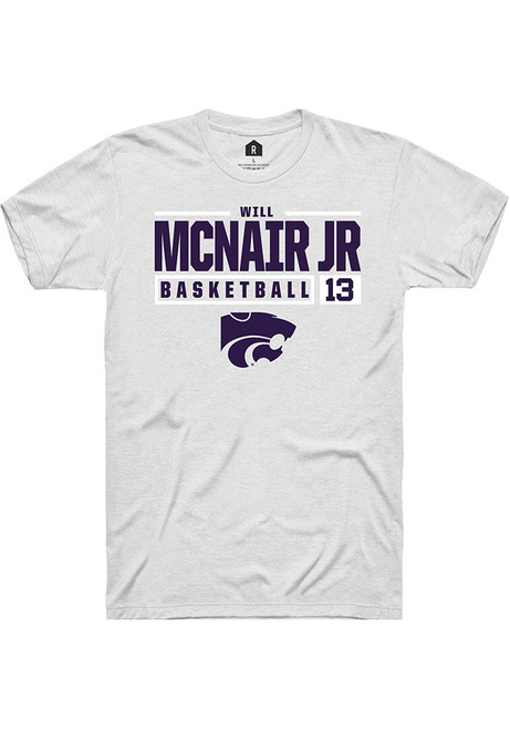 Will McNair Jr. White K-State Wildcats NIL Stacked Box Short Sleeve T Shirt