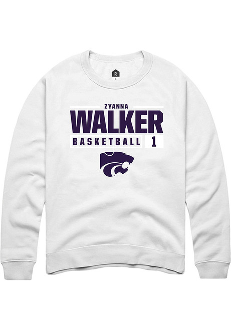 Zyanna Walker Rally Mens White K-State Wildcats NIL Stacked Box Crew Sweatshirt