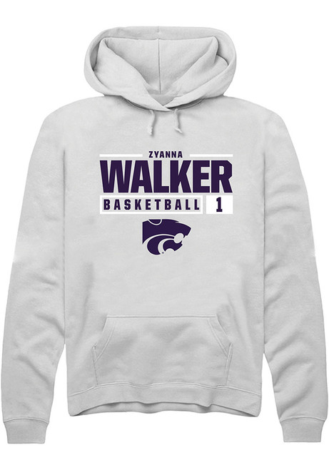 Zyanna Walker Rally Mens White K-State Wildcats NIL Stacked Box Hooded Sweatshirt