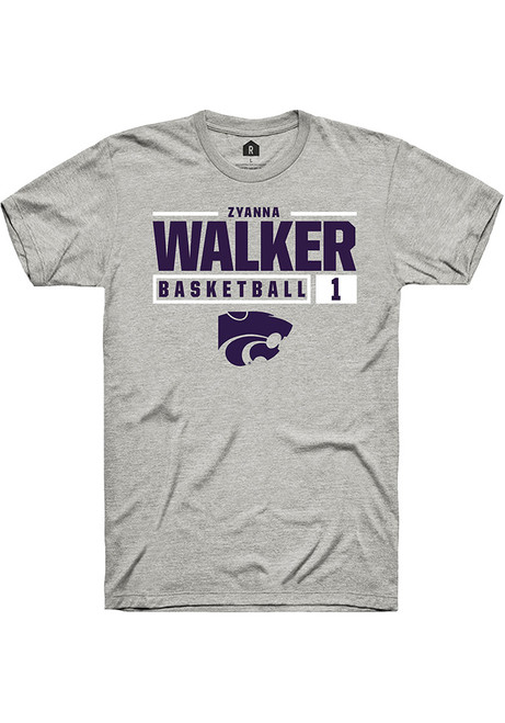 Zyanna Walker Ash K-State Wildcats NIL Stacked Box Short Sleeve T Shirt