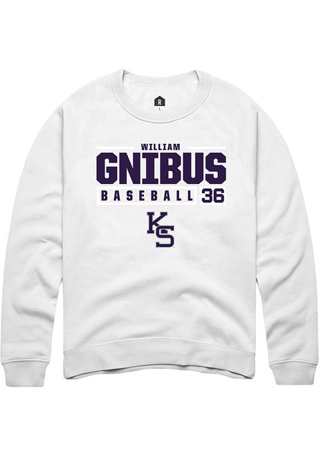 William Gnibus Rally Mens White K-State Wildcats NIL Stacked Box Crew Sweatshirt