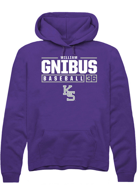 William Gnibus Rally Mens Purple K-State Wildcats NIL Stacked Box Hooded Sweatshirt