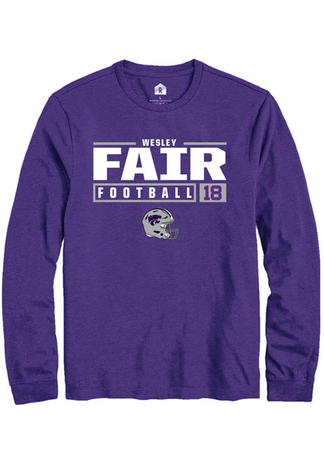 Wesley Fair Rally Mens Purple K-State Wildcats NIL Stacked Box Tee