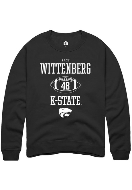 Zach Wittenberg Rally Mens Black K-State Wildcats NIL Sport Icon Crew Sweatshirt