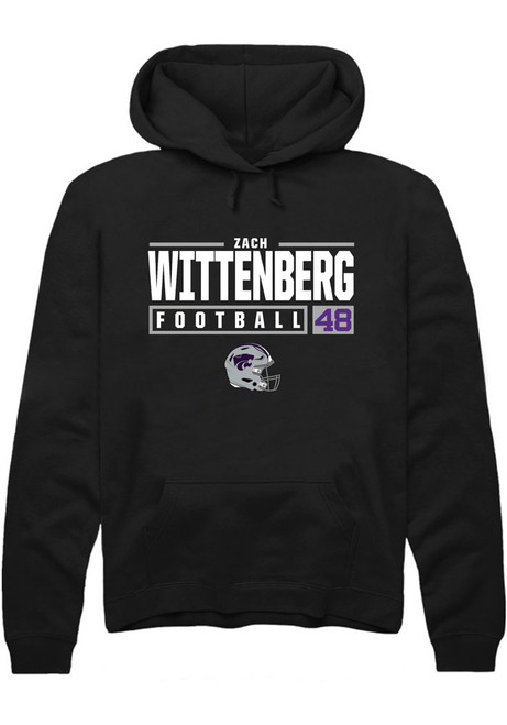 Zach Wittenberg Rally Mens Black K-State Wildcats NIL Stacked Box Hooded Sweatshirt