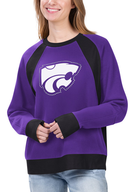 Womens Purple K-State Wildcats Game Plan Crew Sweatshirt