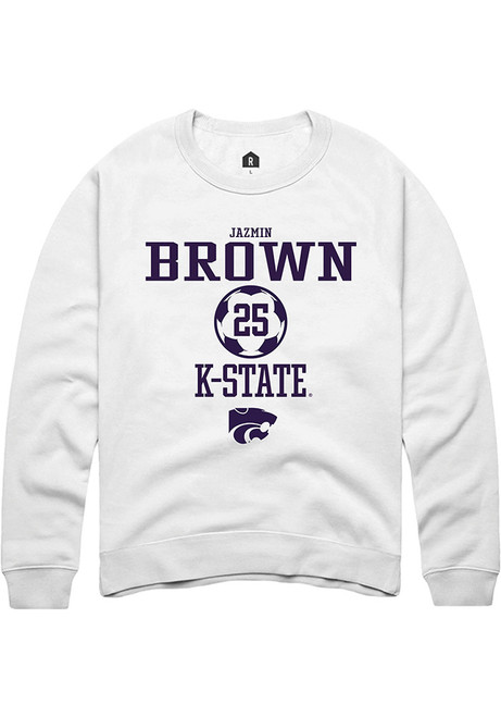 Jazmin Brown Rally Mens White K-State Wildcats NIL Sport Icon Crew Sweatshirt