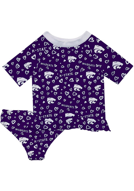 Infant Girls K-State Wildcats Purple Vive La Fete Rash Guard Short Sleeve T-Shirt