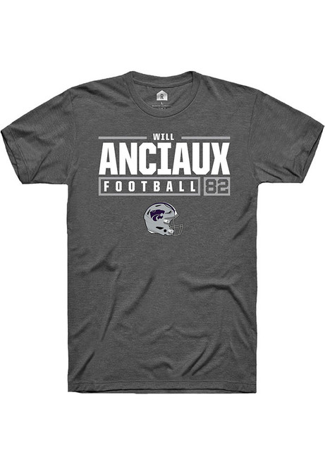 Will Anciaux Dark Grey K-State Wildcats NIL Stacked Box Short Sleeve T Shirt