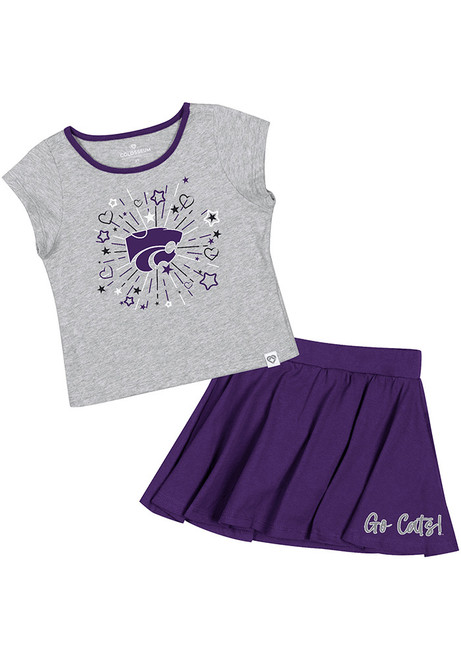 Toddler Girls K-State Wildcats Grey Colosseum Minds Their Molding Top and Bottom Set