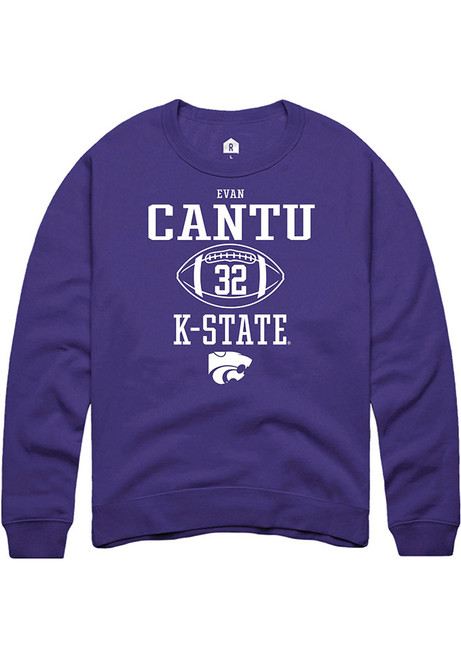 Evan Cantu Rally Mens Purple K-State Wildcats NIL Sport Icon Crew Sweatshirt