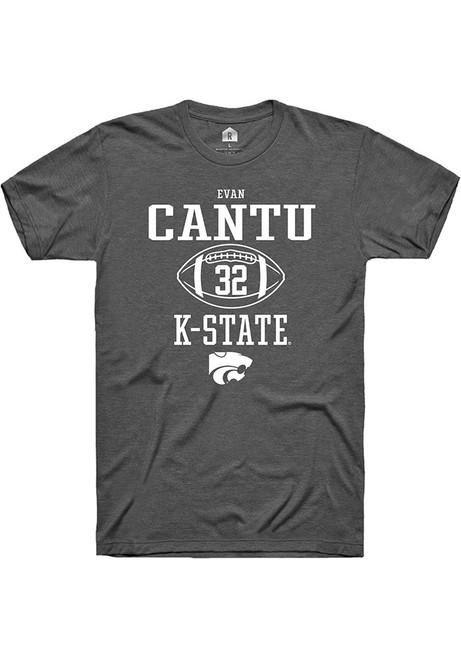 Evan Cantu Dark Grey K-State Wildcats NIL Sport Icon Short Sleeve T Shirt