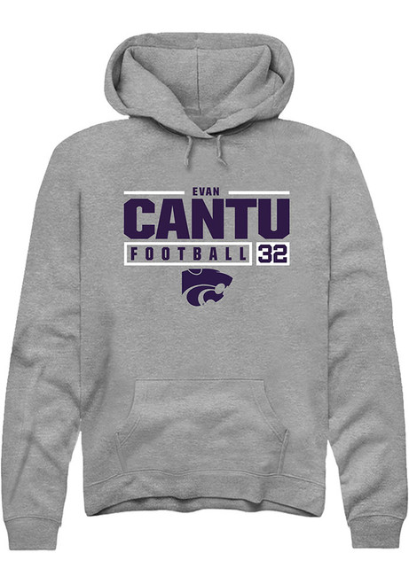 Evan Cantu Rally Mens Graphite K-State Wildcats NIL Stacked Box Hooded Sweatshirt