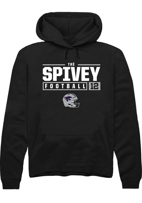 Tré Spivey Rally Mens Black K-State Wildcats NIL Stacked Box Hooded Sweatshirt